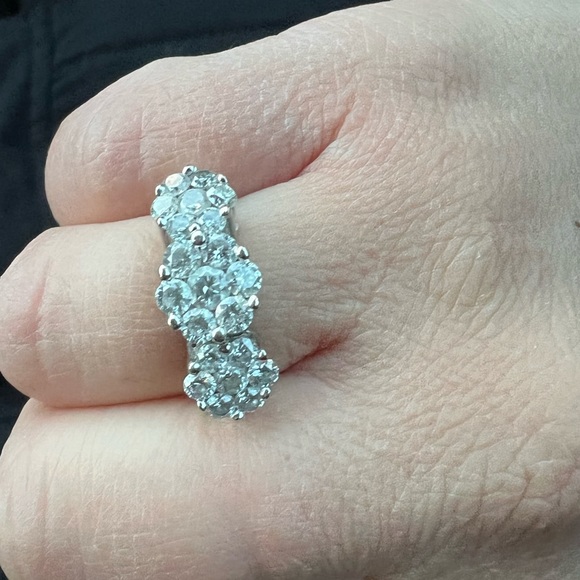 Natural diamond engagement or anniversary ring in white gold 14 karat - Picture 1 of 6